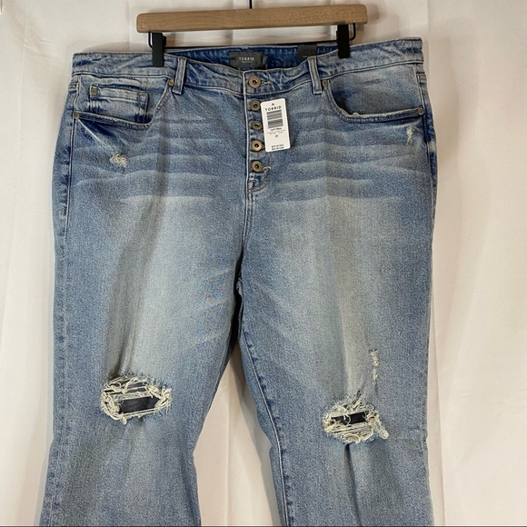 TORRID Women’s Size 20 Denim Jeans High Rise Button Fly Destructed Stretch NEW - Picture 6 of 15